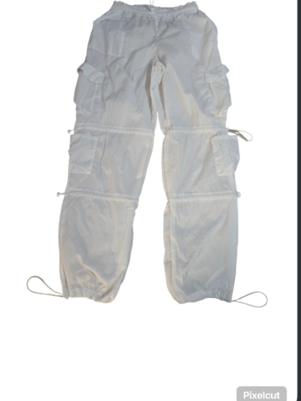 Faded Rose White Cargo Drawstring Pants